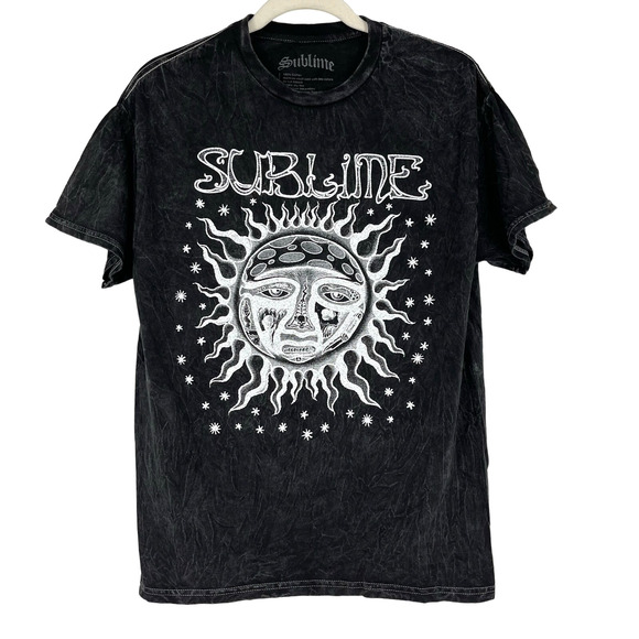 Officially Licensed Sublime Classic Sun T-Shirt Black Acid Wash Medium NWOT - Picture 1 of 5